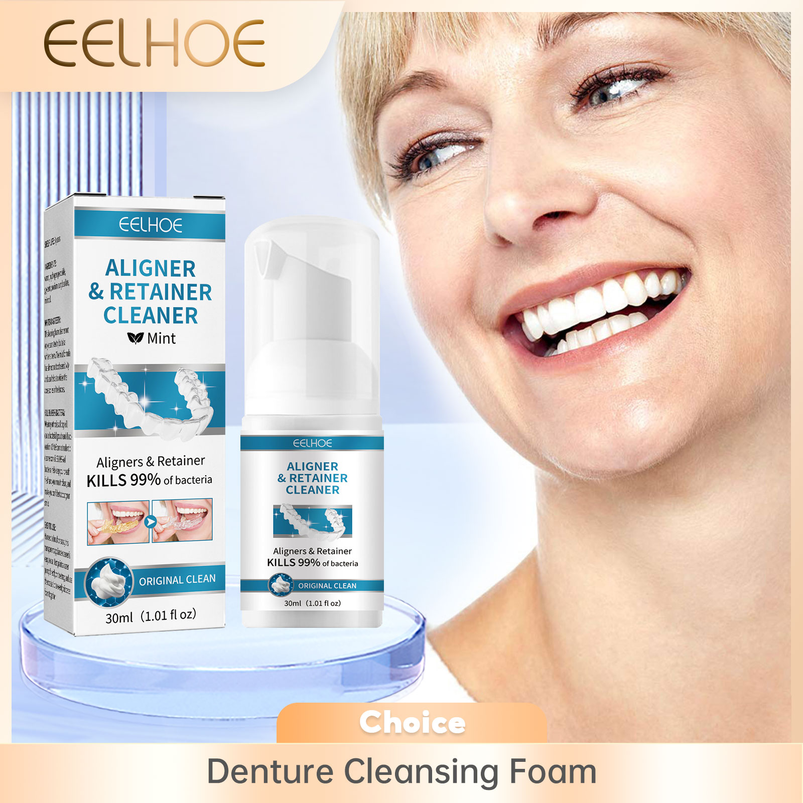 Teeth Whitening Foam - アライナー義歯クリーナーフォームディープクリーニングブレースの汚れを除去口臭を軽減ホワイトニング歯リテーナークリーンケア 30 ミリリットル
