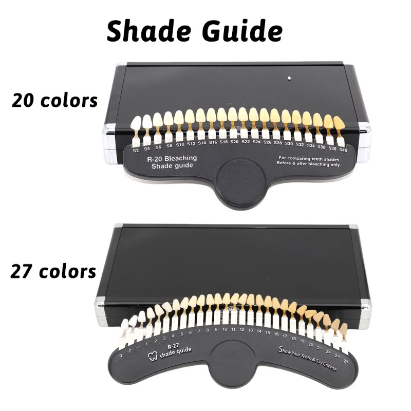 Teeth Whitening Shade Guide - 20/27色 3D歯科ラボ用ブリーチシェードガイド 歯のホワイトニング用ポーセレン比較表 歯科医院用カラーガイド 色度板