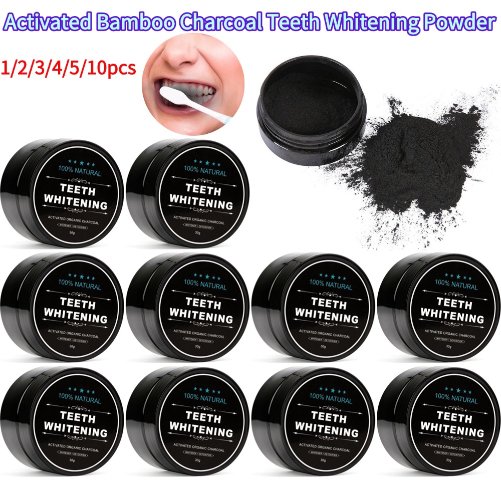 Whitening Powder Activated - 歯のホワイトニングパウダー 天然オーガニック活性竹炭 黄ばみ歯のクリーニング 口臭予防 歯磨き粉 毎日の使用に