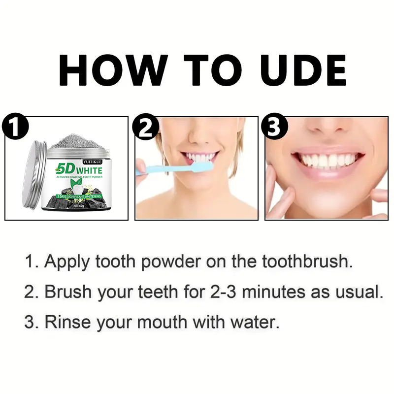 YUlTlKUE 5D ホワイト活性炭歯磨き粉 天然歯のホワ - Whitening Powder Activated のレビューと価格