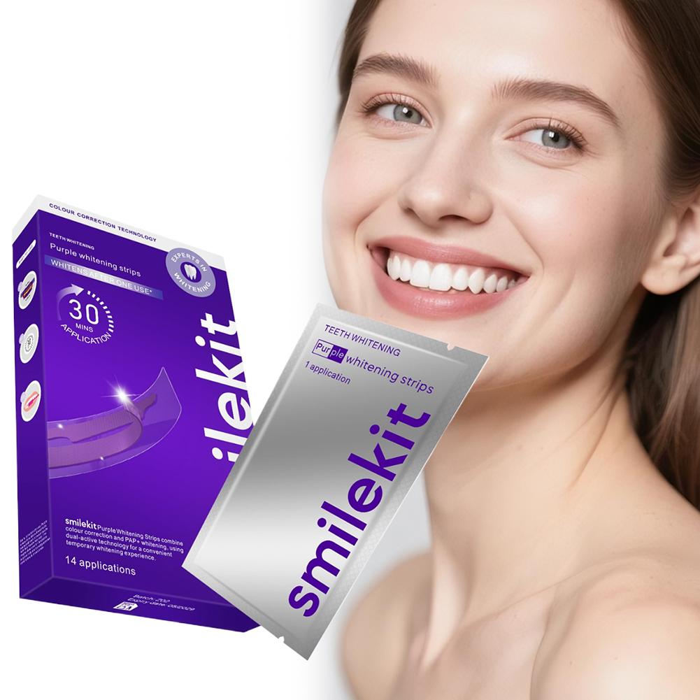  Smilekit 歯のホワイトニングストリップ パープル - Teeth Whitening Bleach のレビューと価格