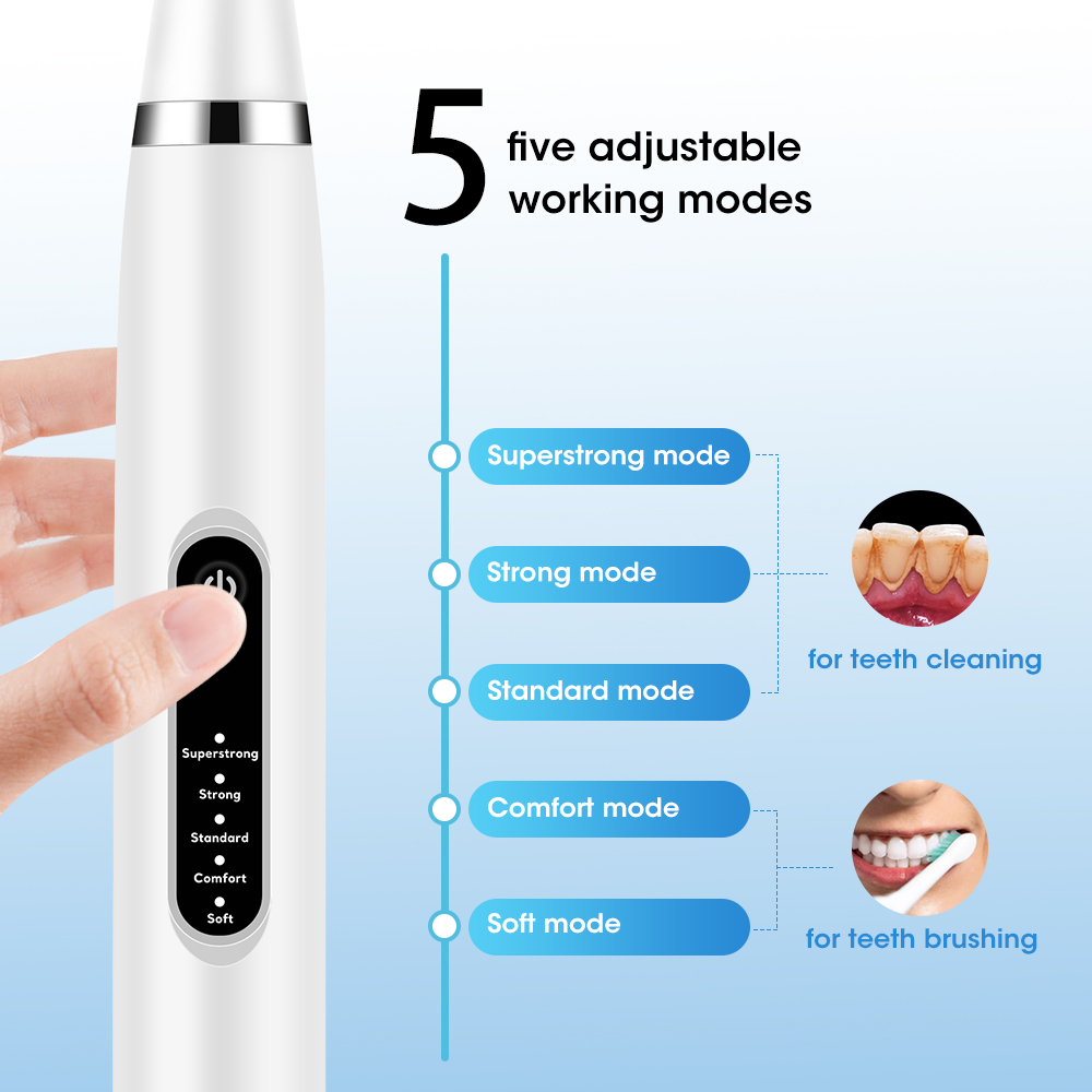 電気音波歯科歯石スケーラー 5 モード口腔歯歯石除去プラーク - Whitening Teeth Dentist のレビューと価格